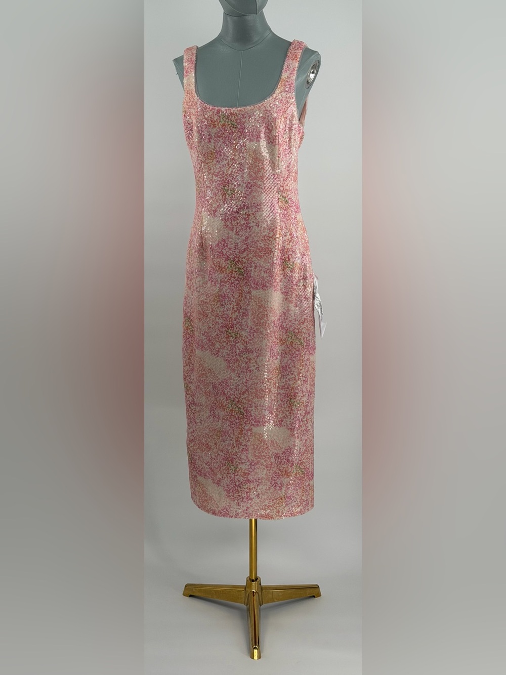 🆕 DRESS THE POPULATION 🧿 NWOT Leo Abstract Floral Sequin Dress, Fuchsia - Sz M - Picture 10 of 14